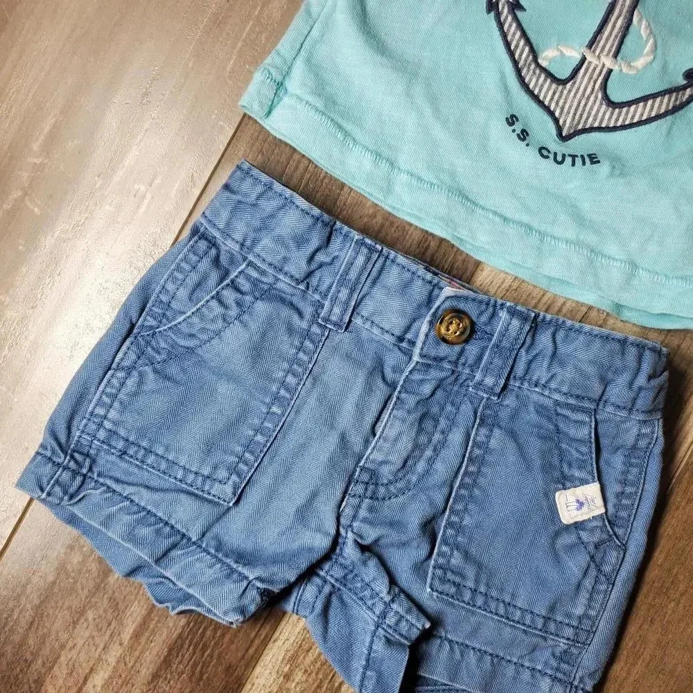 Carter's Blue Ahoy Mate Baby Boys Outfit Size 3M